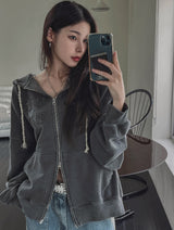 Noxie Pigment Embroidered Two-Way Hood Zip Up