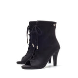 Basic Suede Open Toe Heel(Black)