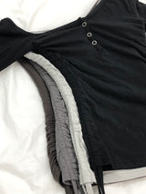 アンバル シャーリング リボン オフショルダー Tシャツ