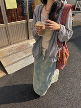 Vintage Knit Hooded Zip-Up
