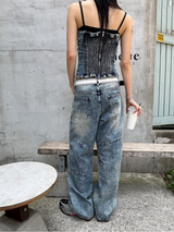 [SET UP가능] Kitch slit denim Top 