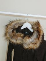 デッカウルフジョットフード付きファーニットジップアップジャケット (Wool Jacket)
