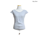 (2color) Bead Ball Shirring Cap Sleeve Tee