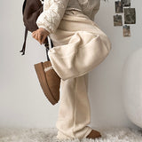 Chelsea string banding fleece wide pants