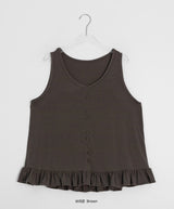 [BAONHAUS] Hironen Button Frill Layered Sleeveless
