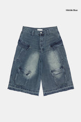 Onyx bermuda cargo denim pants