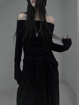 chio off-shoulder strap knit (3color)