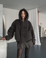 Ber denim padded hooded flight jumper