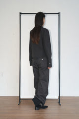 Diagonal-Zipper Mock-Neck Jacket (Black)