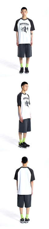 Modern Graphic Raglan T-Shirt-Charcoal