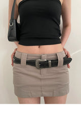 American Retro Silver Leather Belt