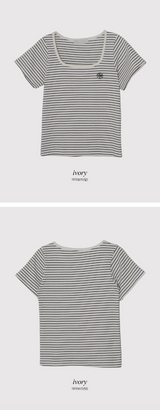 Border Square Slim Short Sleeve T-Shirt (3color)