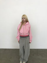 [FLEECE]クリスタルドットクロップドフードジップアップ