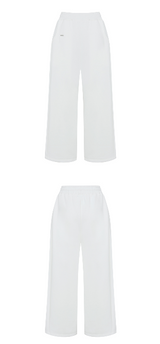 [mnem] ピンタックロゴジョガーパンツ (white)