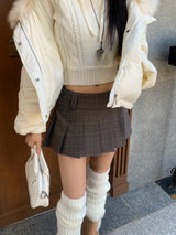 ラップチェックプリーツミニスカート