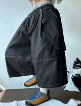 VIVID STITCH BALLOON DENIM BERMUDA 💙🖤🩵2COLOR