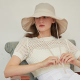 Nylon Strap Wide Bucket Hat (Beige)