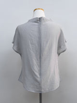 Pleated Mock Neck Cap Sleeve Blouse