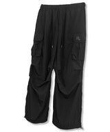 Matte Glossy Parachute Cargo Pants_Black
