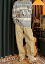 A-line Curved Wide Cotton Pants 3COLOR