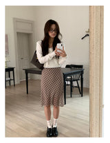 softie checkered midi skirt