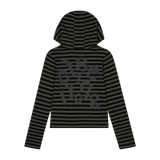 1/2チケッティングストライプボーダーフーディ(OLIVE)