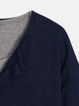 Moro Dual Layered Henley Neck Long Sleeve 4C
