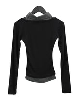 ボーダーシャツレイヤードボートネックTシャツ