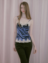  Velvet Lace Sleeveless Blue