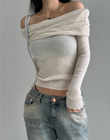 (SOFT-FIT/FALL EFFORTLESS CHIC) SOFT LONG SLIM BODY-SHAPING OFF-SHOULDER KNIT