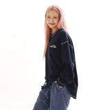 ワッフル コージー ロングスリーブ Tシャツ_ネイビー