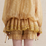 Unique Flare Wave Stripe Punched Drape Shirt Short Pants Set