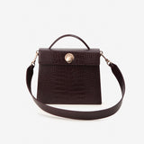 LAZEL CROC フラップトートレザーバッグ / Wani Burgundy