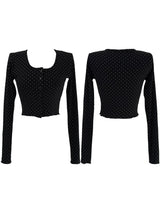dot button cropped cardigan (2color)