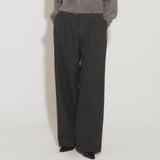 WOOL DOUBLE PLEATED SLACKS [CHARCOAL]