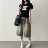 エリンカーペンターポケットバンド付き デニムバミューダパンツ