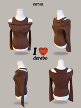 バンビレイヤードオフショルダーロングスリーブTシャツ