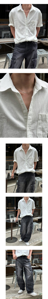 [SET UP가능] Washed cotton half shirts(6color)