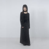 Folded check maxi skirt 001