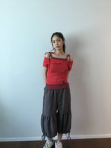 シャーリングハーレムパンツ