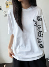 Roll Letter Tattoo Print One-Side T-Shirt 5color