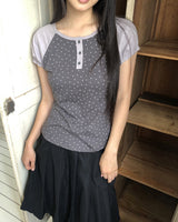 Pori star printed raglan puff short sleeve T-Shirt