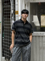 Peak stripe collar t-shirt