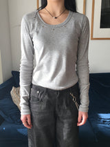 エンドUネックアイレットスタッドクロップTシャツ (6c)