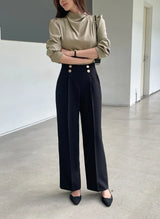 Nubet Half-Neck Drape Puff Blouse