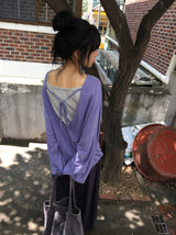 Roel Summer See-Through Deep V-Neck Long Sleeve Tee