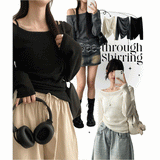 Gentee Shirring Long Sleeve Knit T-shirt