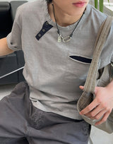 テズダイアゴナルヘンリーネックTシャツ