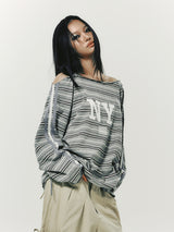STRING OFF SHOULDER L/S GREY
