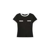 Contrast Paneled Short-Sleeve Top